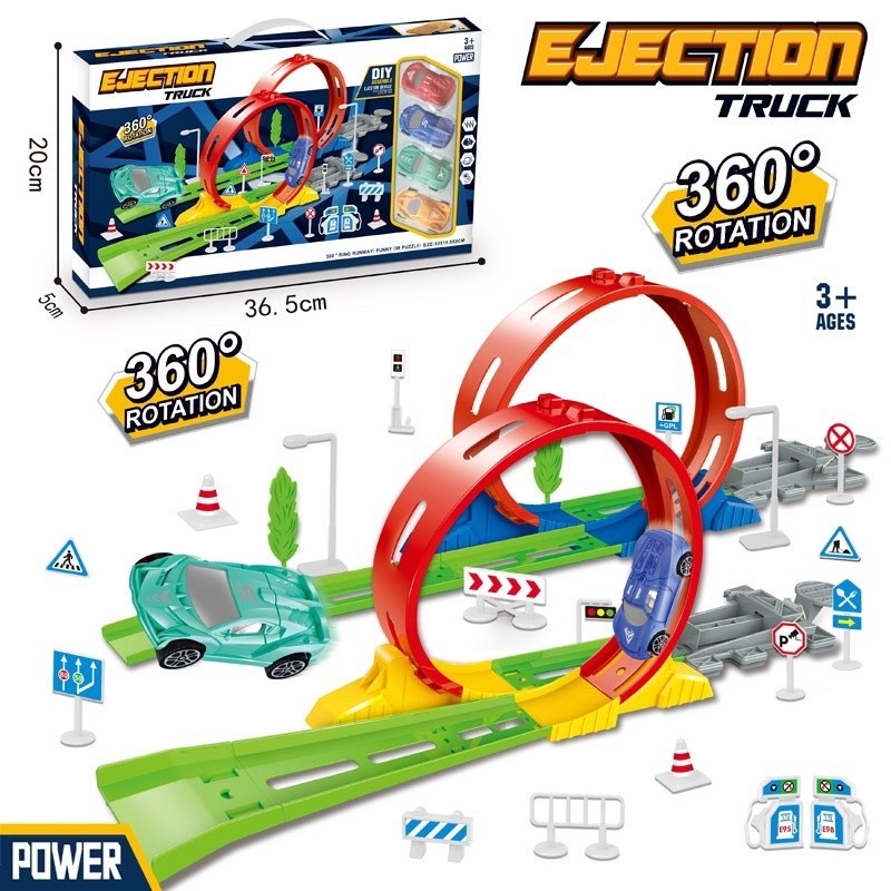 360 ℃ Hot Wheels Race Track Set Builder Train DIY Railway Toy Car Set ...