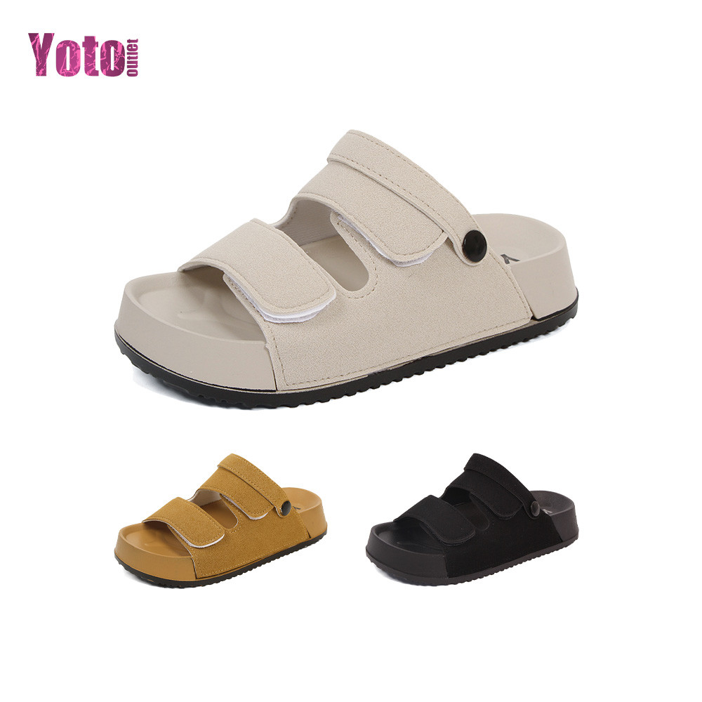 YOTO Korean 2-Way Wear Sandals For Women Double Strap Velcro Open Toe ...