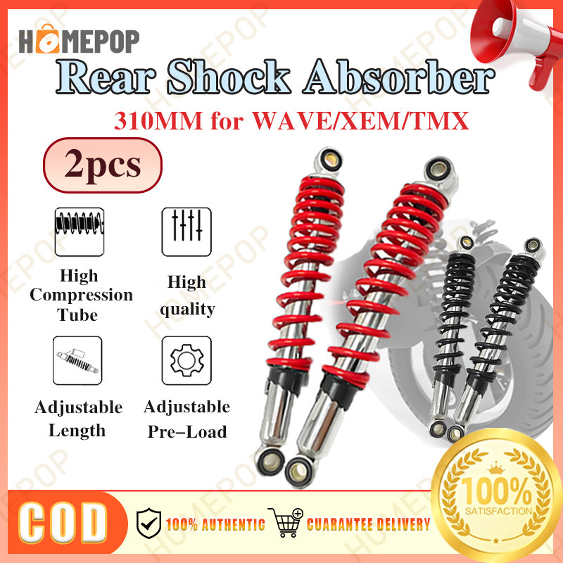 2PCS Universal Rear Shock 310MM XRM125/110 TMX125/155 WAVE100/125 ...