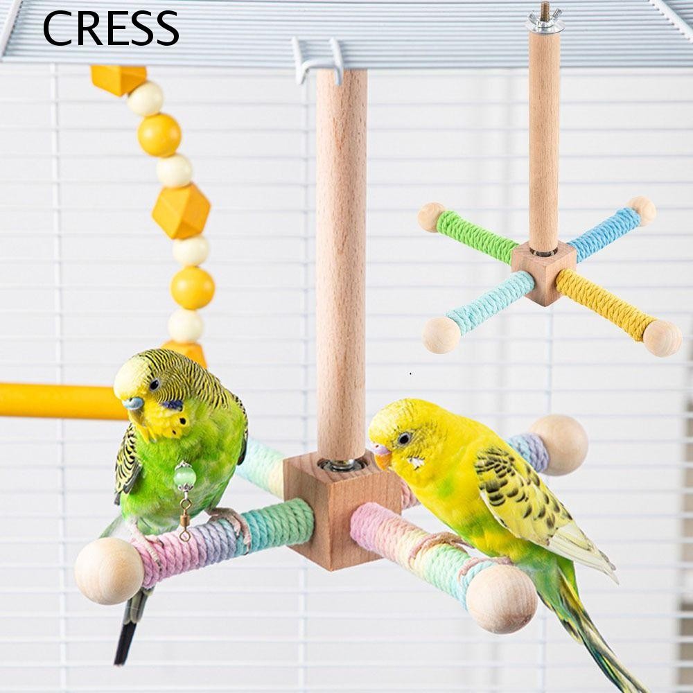 CRESS Rotary Tabletop Bird Perch, Solid Wood Detachable Wood Bird ...