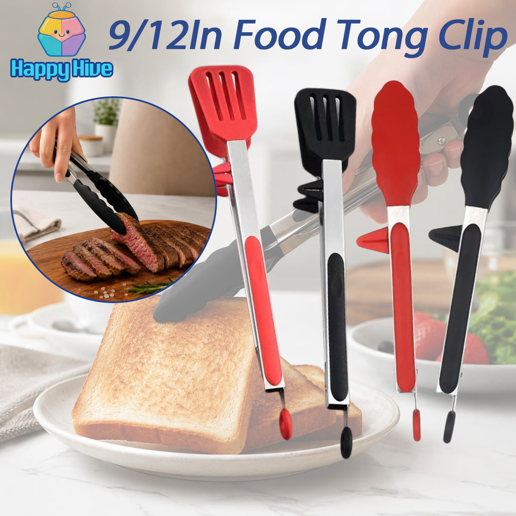 Silicone Food Tongs 9/12 Inch Heat Resistant Locking Cooking Tongs with ...