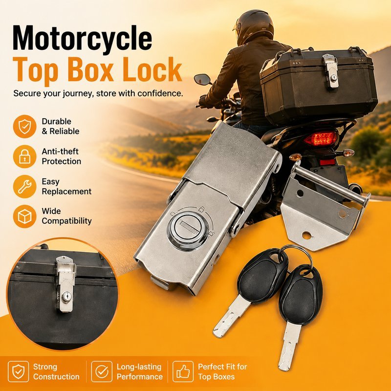 Universal Stainless Steel Motorcycle Tail Box Lock Buckle With 2 Keys ...