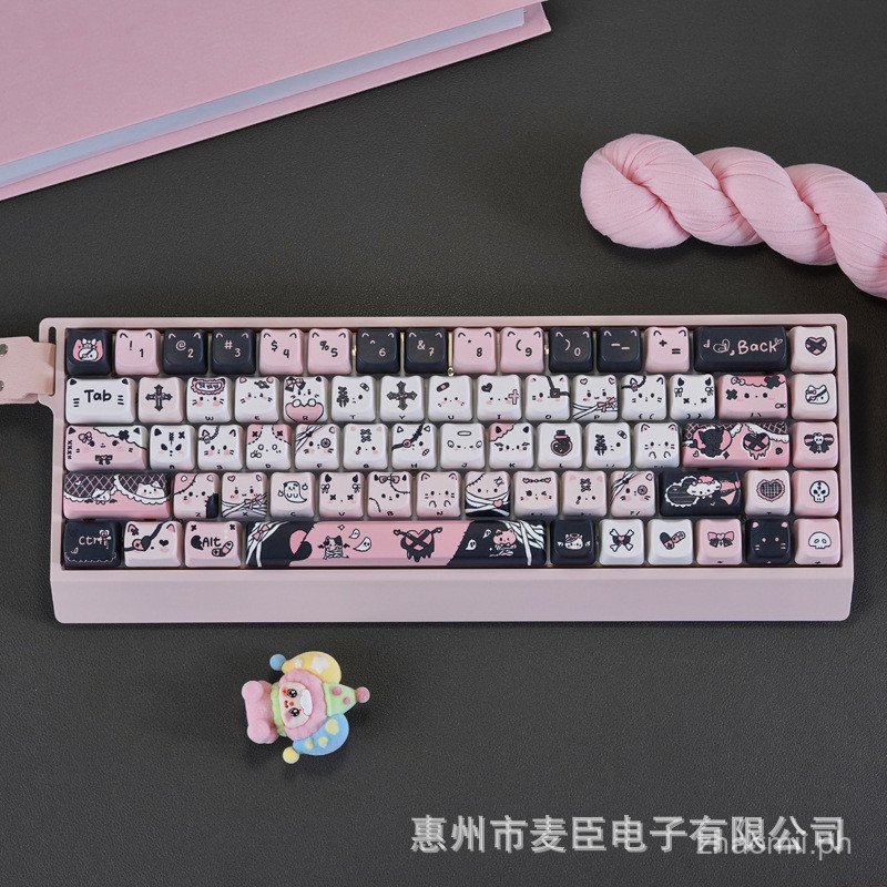 MAO High-Height Cat Head Full Five-Sided Sublimation Keycap Black Charm ...