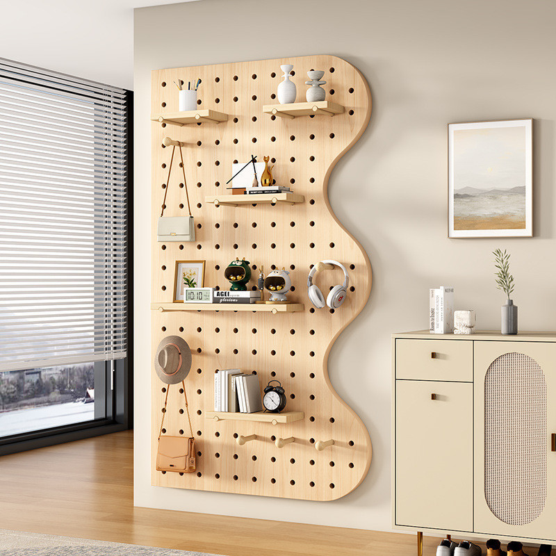 Perforated Board Storage Rack Solid Wood Partition Hanging Board Wooden ...