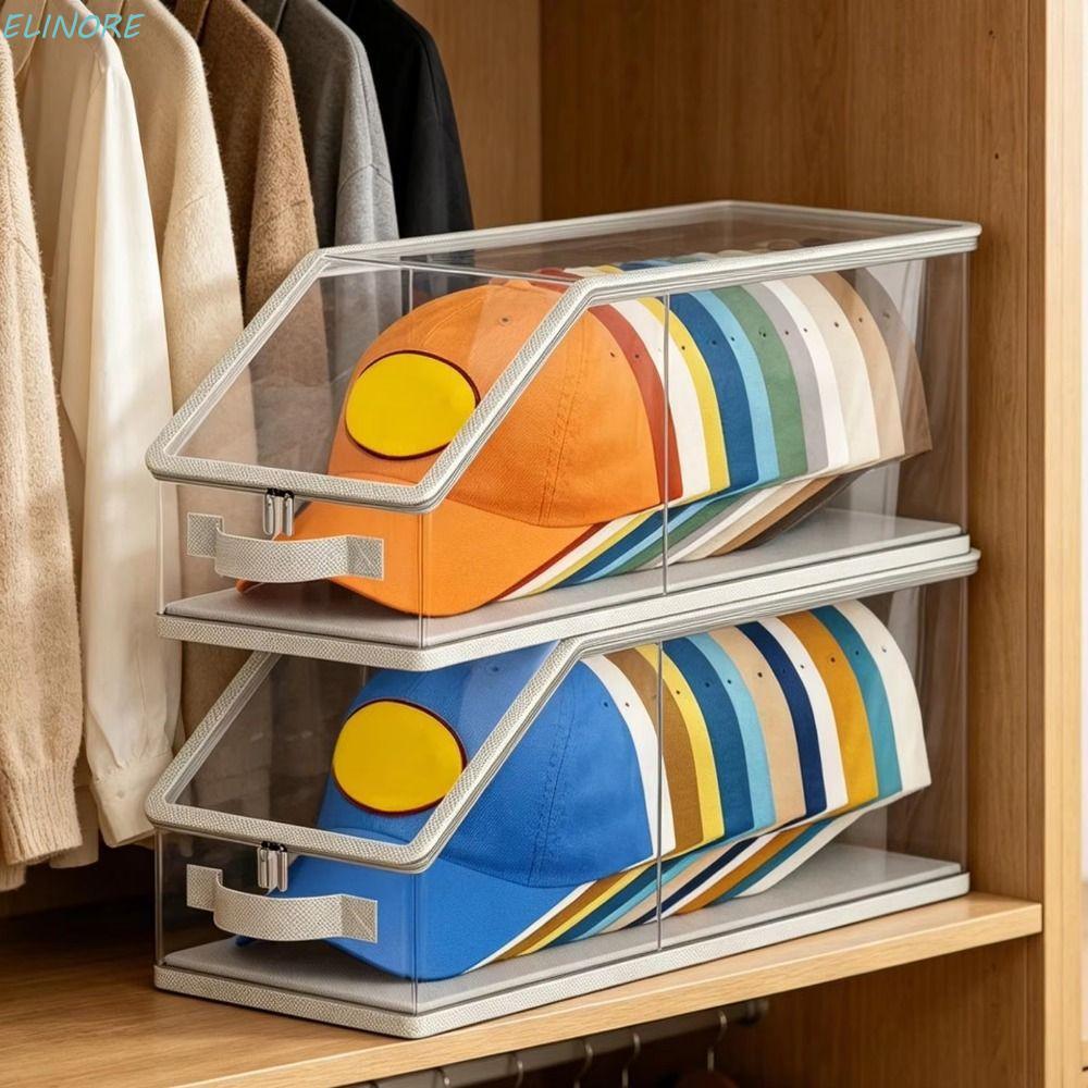 ELINORE Baseball Hat Storage Box, Transparent Holds 12 Hats Hat Storage ...