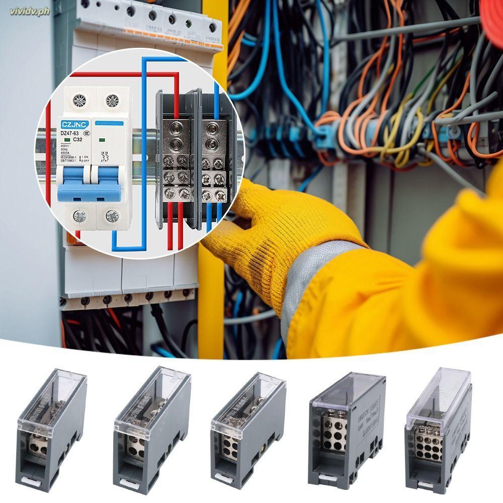 VIVIDV Din Rail Terminal Block, ABS/Copper Universal Distribution Box ...