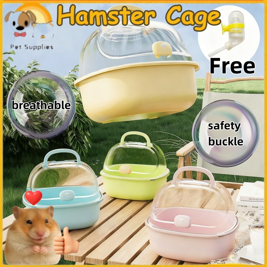Hamster Cage with Safe Lock Panoramic Sunroof Hamster Travel Cage with ...
