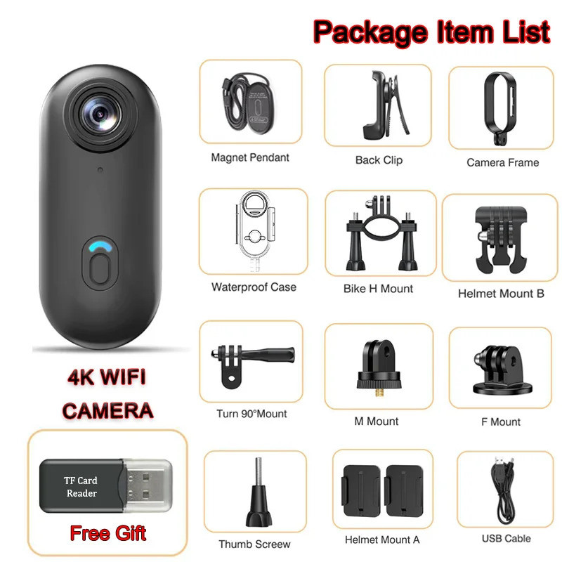 2025 Magnetic 4k Pov Cam Small Sports Recorder Helmet Bike Mount Mini ...