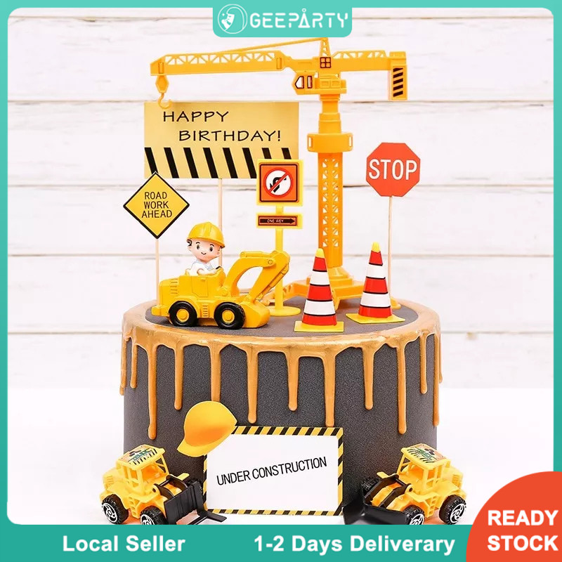 GeeParty Cake Topper Construction/Traffic Sign Theme for Cake Birthday ...