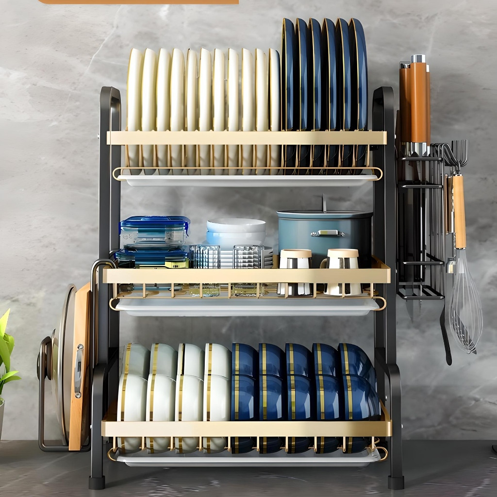 Stainless Steel Dish Rack Kitchen Storage Racks Rust-proof Drying with ...