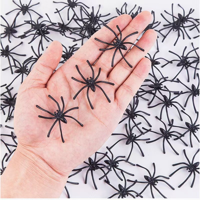50/100pcs Halloween Simulation Plastic Spider Little Spider Toy Black ...