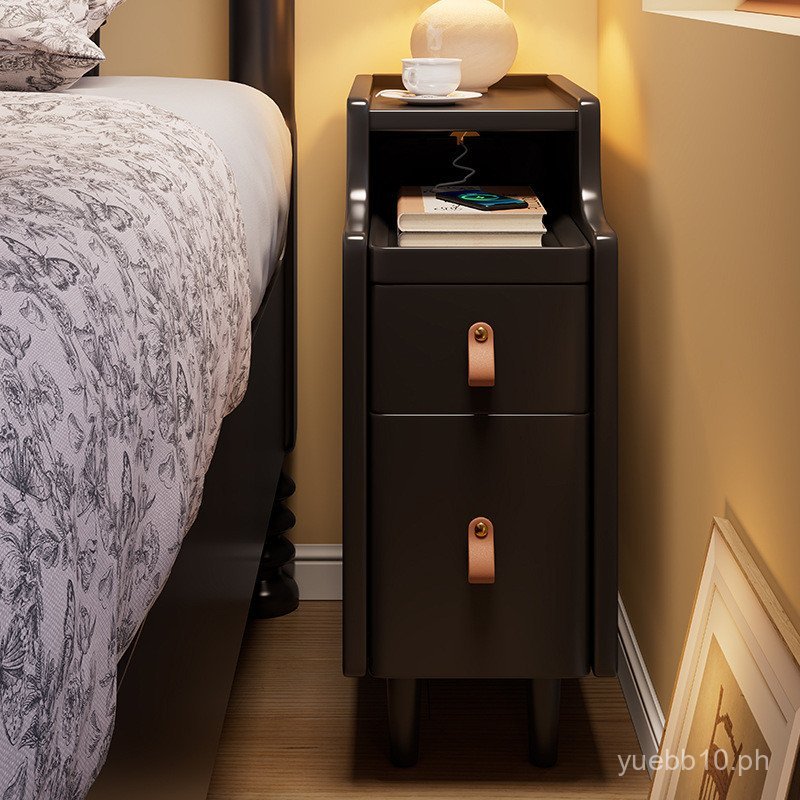 Solid Wood Bedside Table Simple Modern Mini Small Ultra Narrow Bedside ...