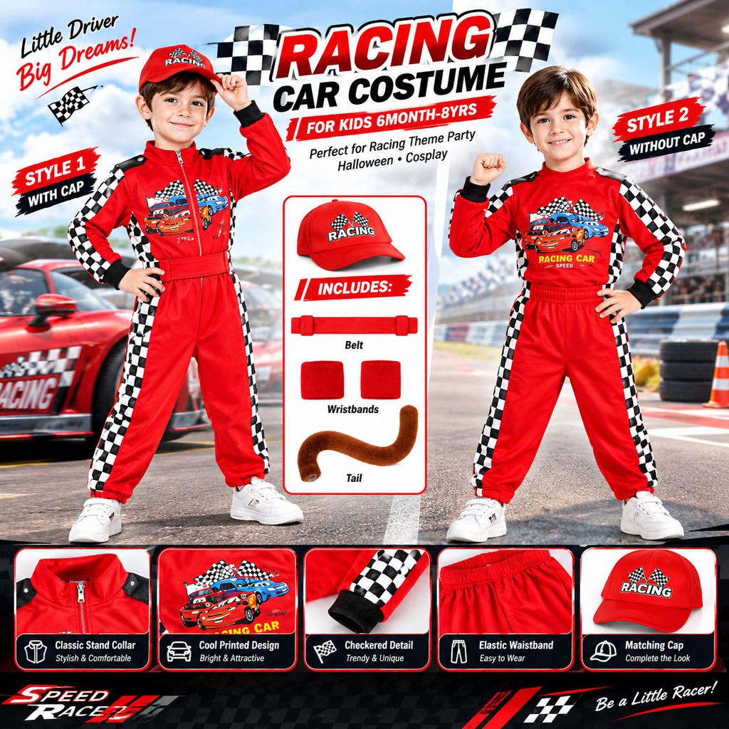 Kids Racing Car Costume 6M-9Y 2 Styles High Quality Cosplay Outfit for ...