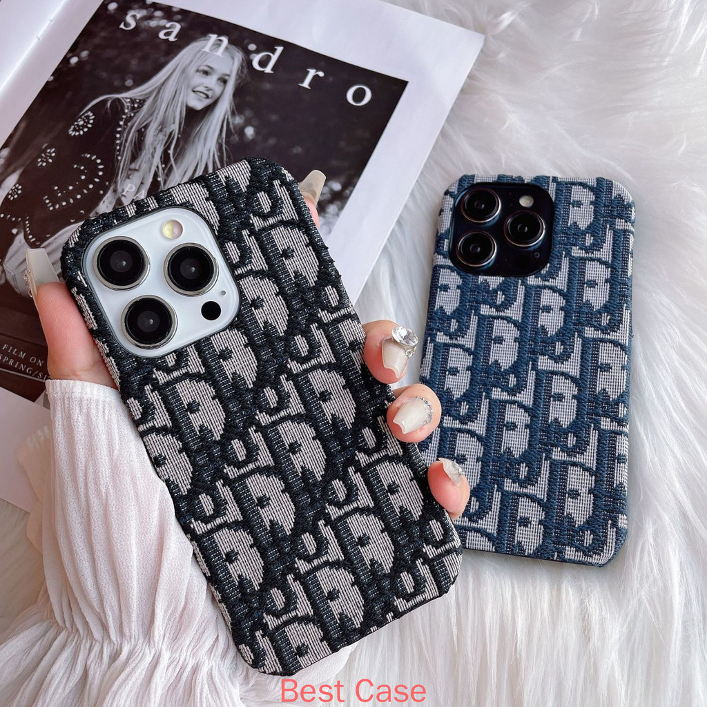 Dior-Case Classic Embroidery Half covered For iPhone 16 Pro Max Case iPhone  15 14 13 12 11 Xs Max Xr 7 8 se | Shopee Philippines