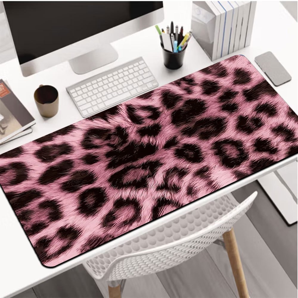 Pink Leopard Desk Mat Anti Slip Table Mat Extended Large Gaming Table ...