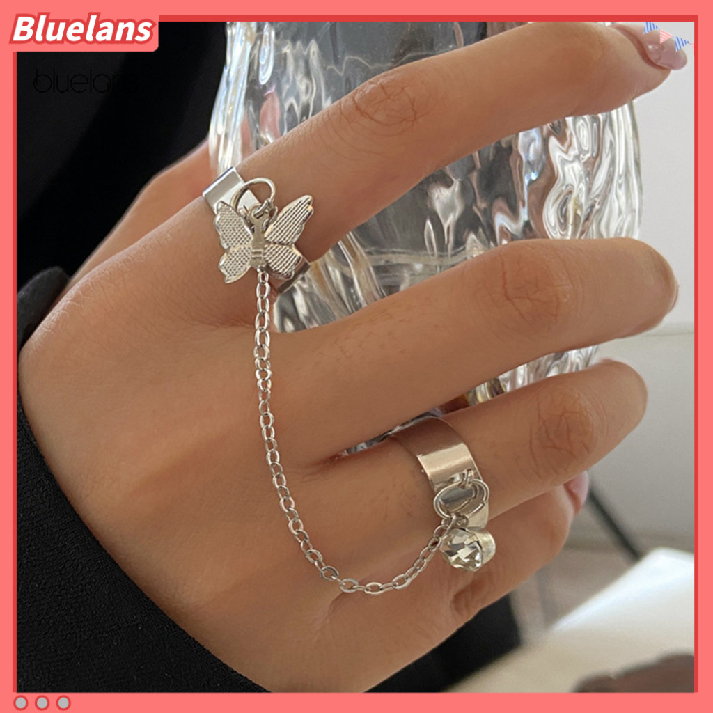 Bluelans Conjoined Chain Finger Ring Set Shiny | Shopee Philippines