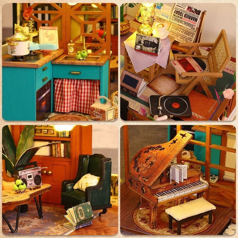 Diy Handmade Cabin Luxury Loft Retro House Wooden Assembly Model ...