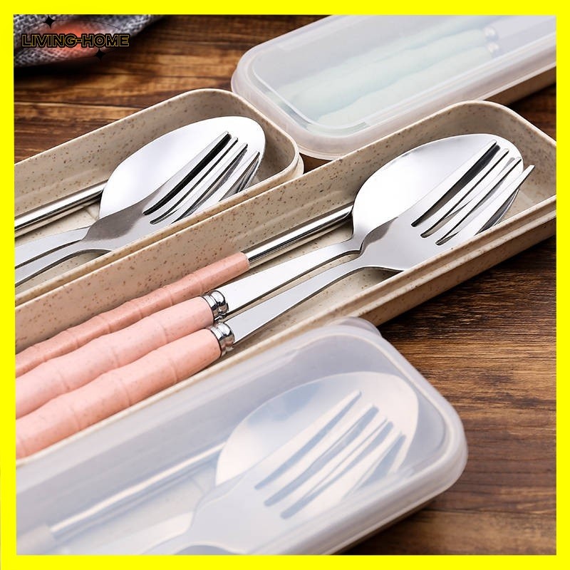 CODStainless steel four in one portable tableware set Korean style high ...