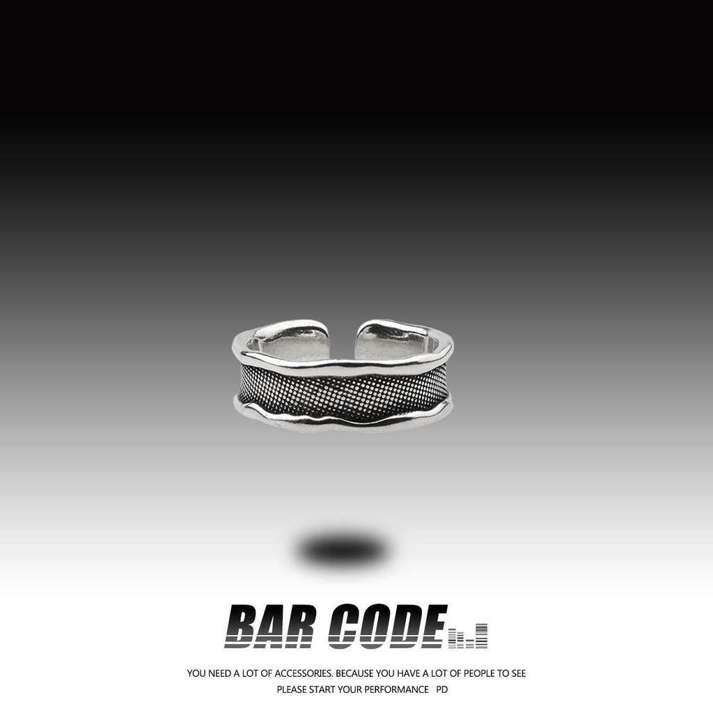 ring men ring BAR CODE Snake Pattern Retro Open Ring Niche Simple ...