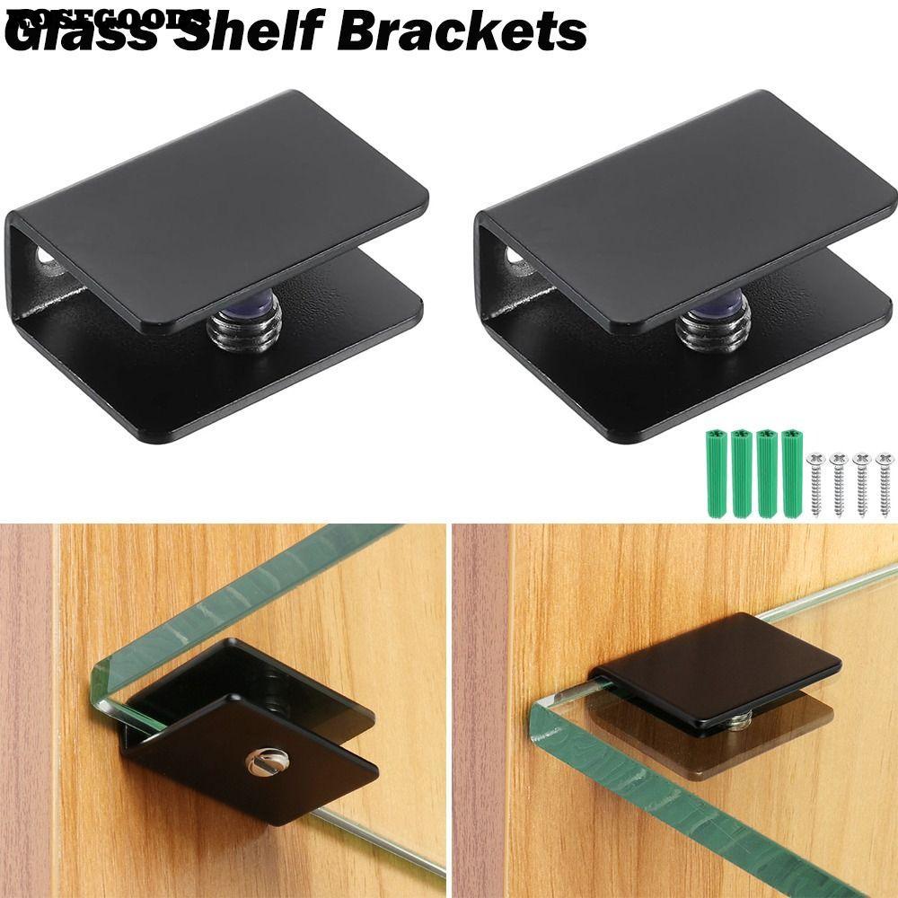 ROSEGOODS Railing Holder, Silver Stainless Steel Glass Shelf Brackets ...