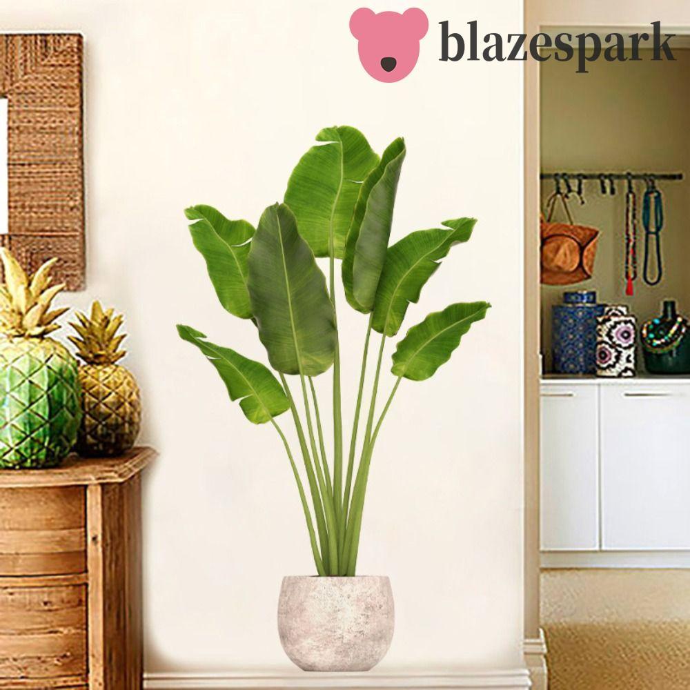 BLAZESPARK Green Plant Potted Wall Sticker, PVC Waterproof Wall Decals ...