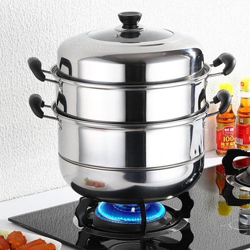 Stainless Steel Steamer Cookware Multi-functional Three Layers | Shopee ...