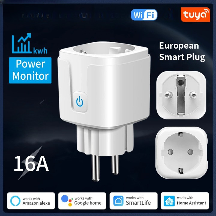 Smart Plug WiFi EU Automatic Power Plug Identification 16A Electrical ...
