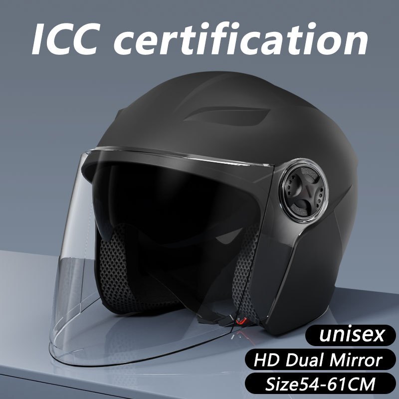 ICC Certified Half Face Helmet - Retractable Visor Sun Protection ...