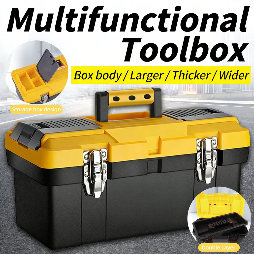 Multifunction Toolbox 12/14 Inch Portable Heavy Duty Double Layer ...