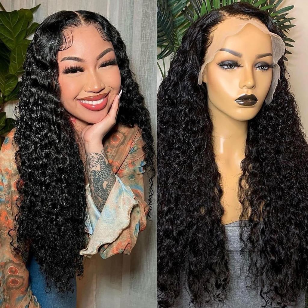 24 Inch 13x6 Deep Wave Lace Front Wigs Human Hair 200 Density HD ...