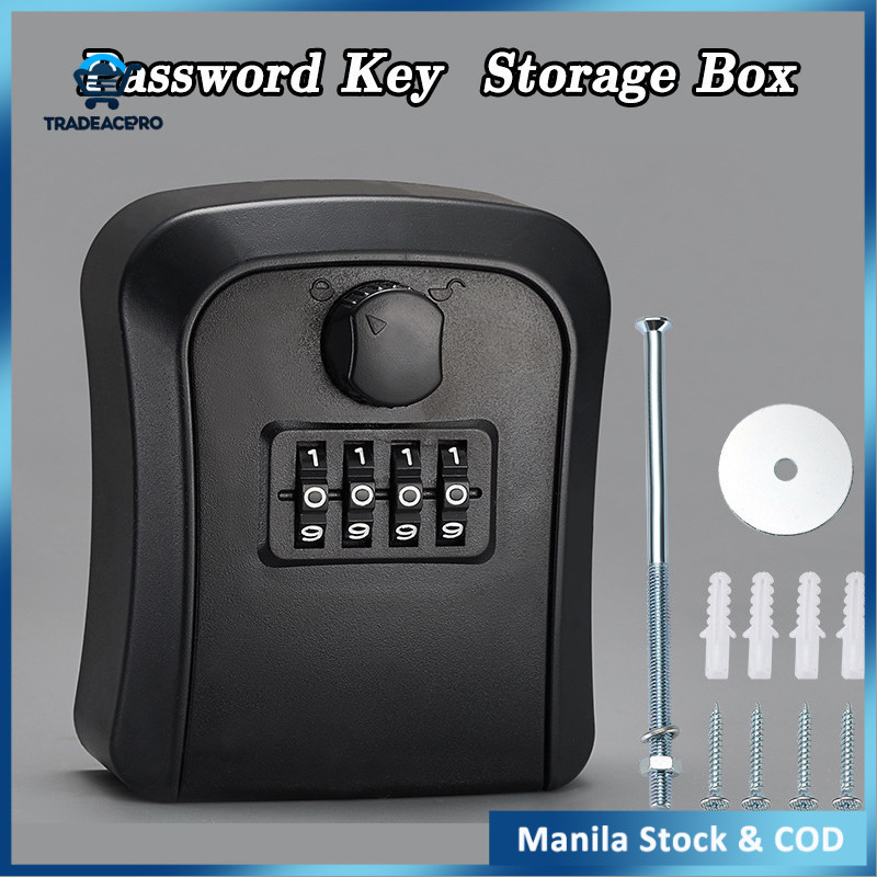 4 Digits Password Key Storage Box Wall Mounted Key Safe Box | Shopee ...