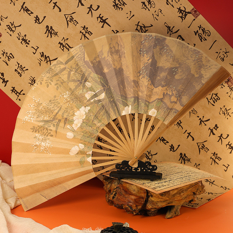 33cm Stroke Men's Fan Ancient Fan Folding Fan New Chinese Style Folding ...