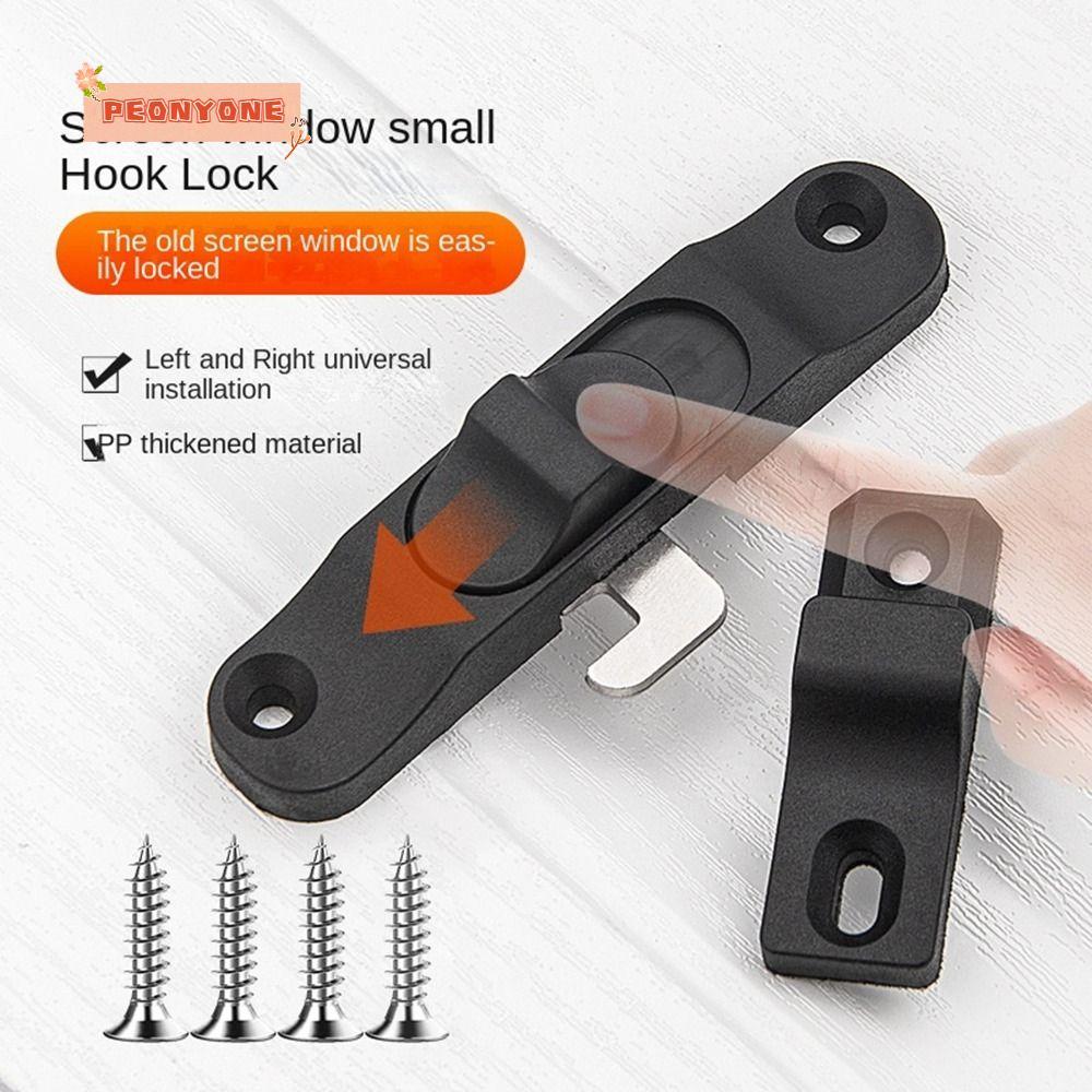 PEONYR Sliding Pull Door Lock, Hardware Push-Pull Window Hook Lock ...