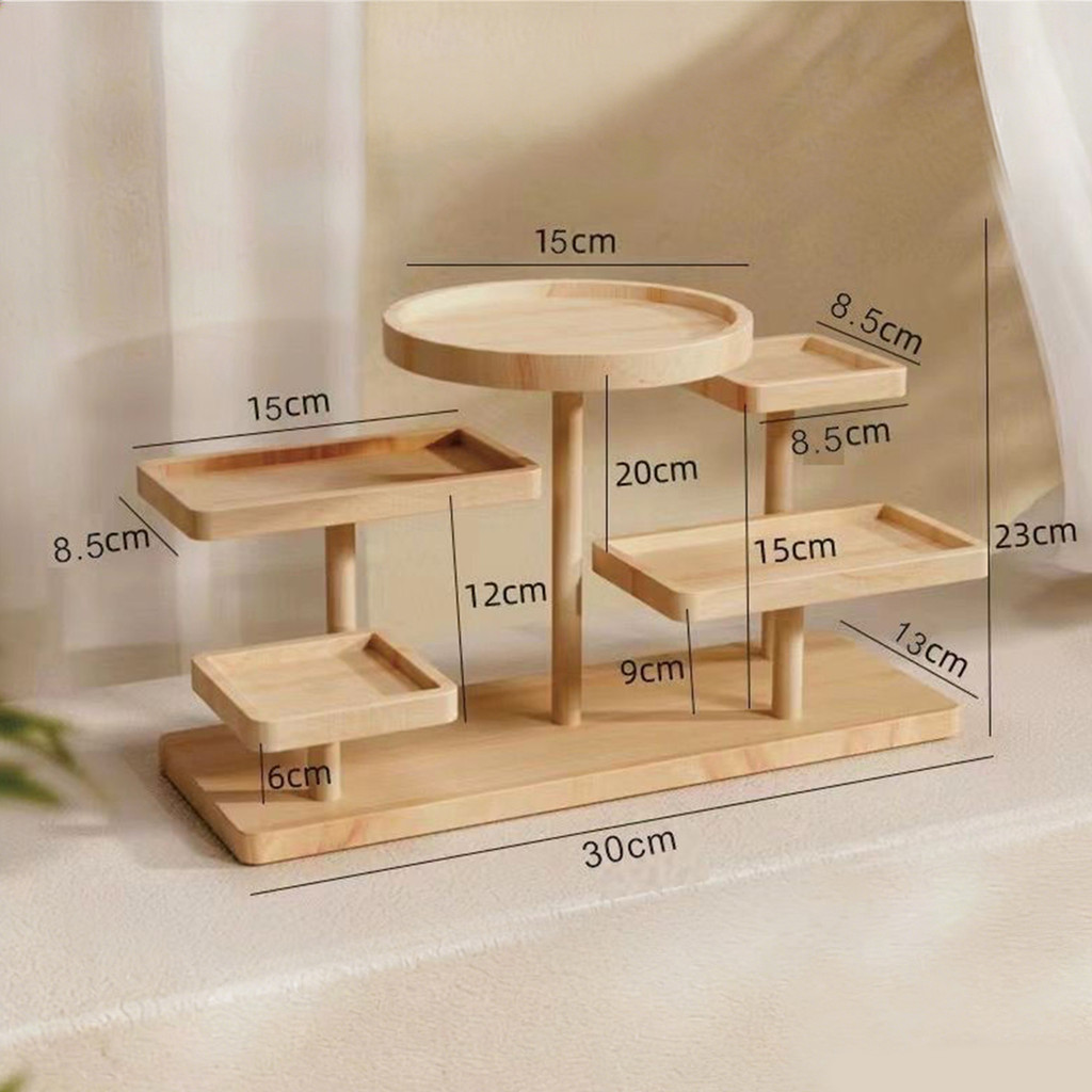 Wooden multi-tiered display shelf, wooden display stand, wooden shelf ...