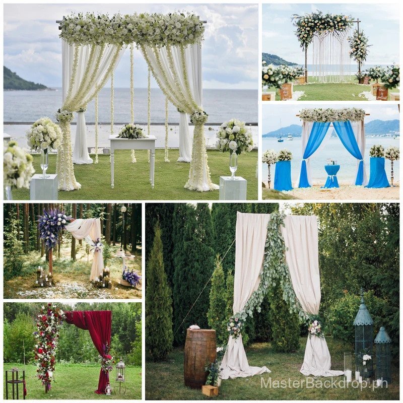 Oceanfront Garden Wedding Decor Backdrop Floral Arch Coastal Forest ...