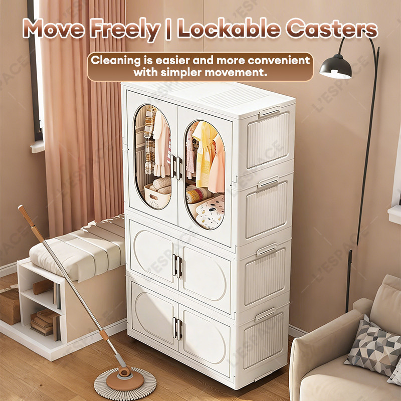 Foldable Wardrobe Baby Closet Organizer With Wheels Thicken PP Storage ...
