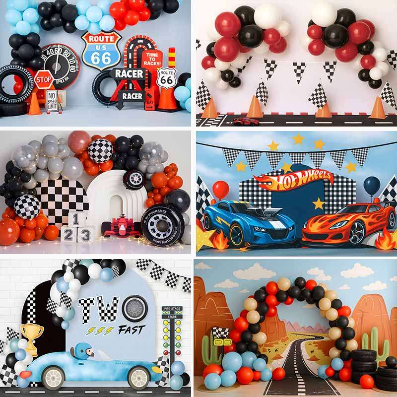 Race Car Backdrop For Baby Shower New Born Cake Smash Boy Girl Two Fast ...