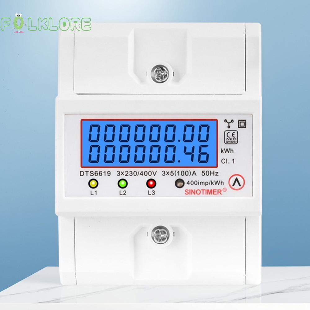 Din Rail 3 Phase 4 Wire Energy Meter LCD Backlight Power Consumption ...