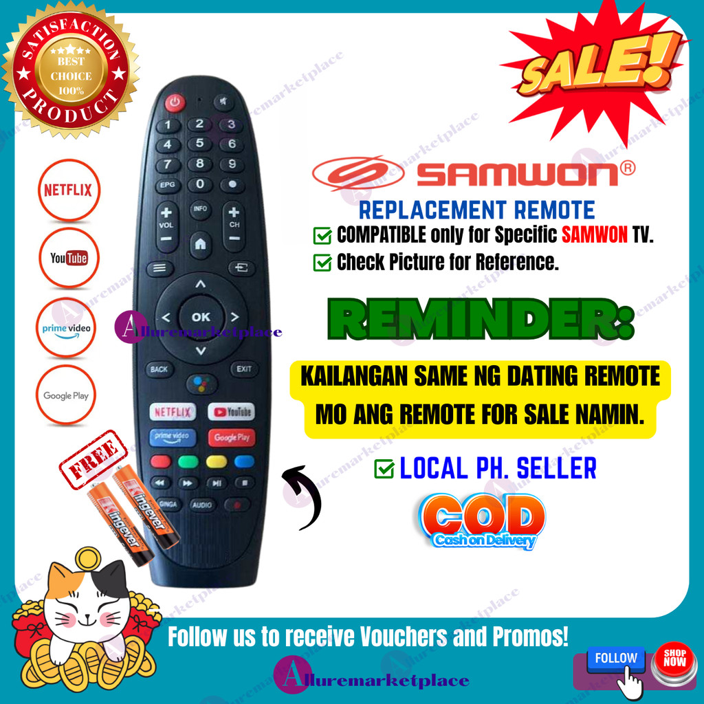 SAMWON GOOGLE TV Remote Replacement NO CODE SAMWON Smart TV Remote with ...