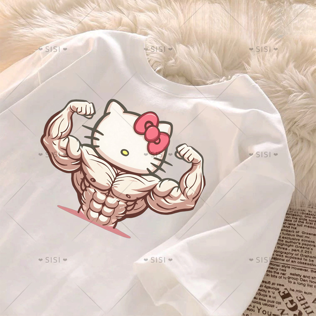 【220G 100%Cotton】 SISI T-shirt Gadis Hello Kitty Bodybuilder Kulot ...