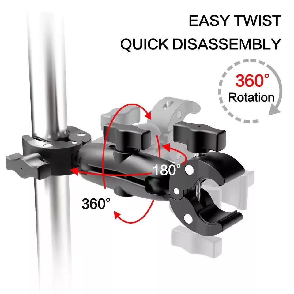 [Alloy Metal] Double Headed Crab Claw Clamp Motorcycle Fixed Bracket ...