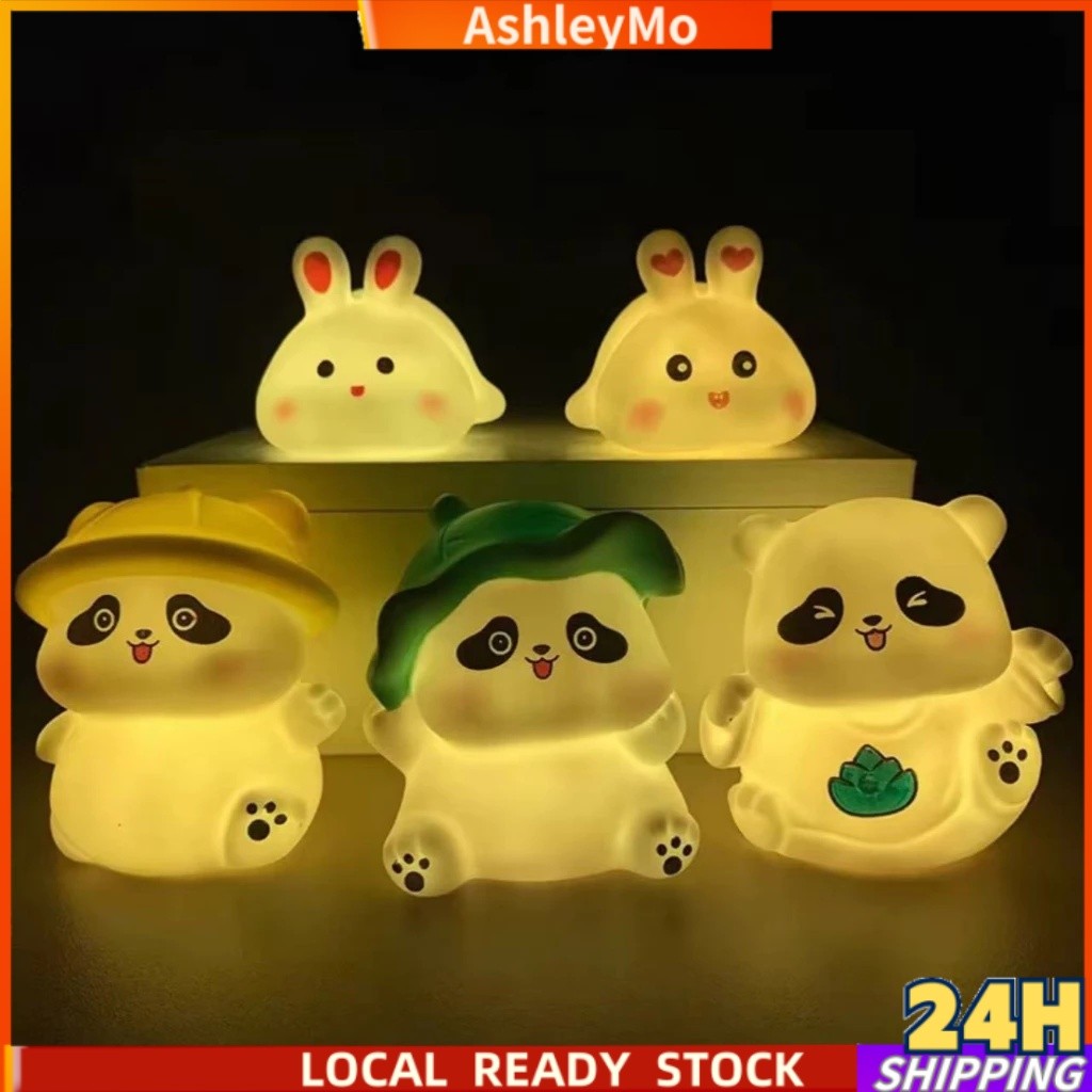 Ash⭐Cartoon Panda Night Lamp Bedroom Ambient Lighting Desktop Ornament ...