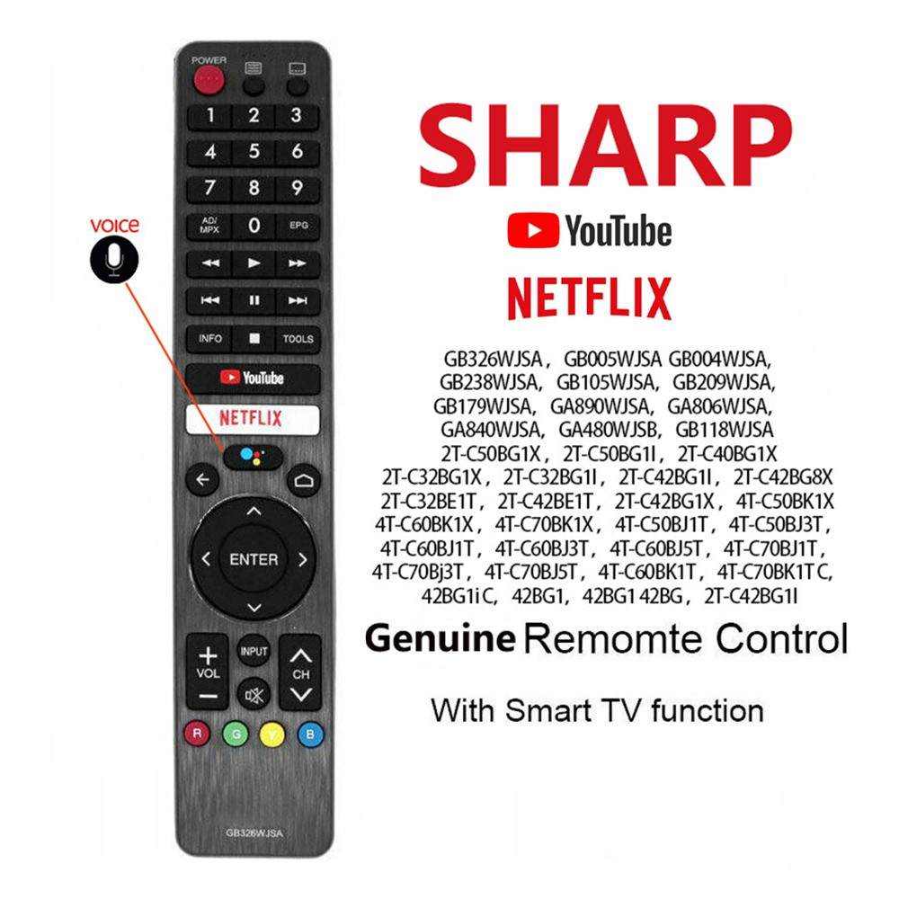 SHARP Smart TV Remote Control Voice Remote Control Genuine Android 4K ...