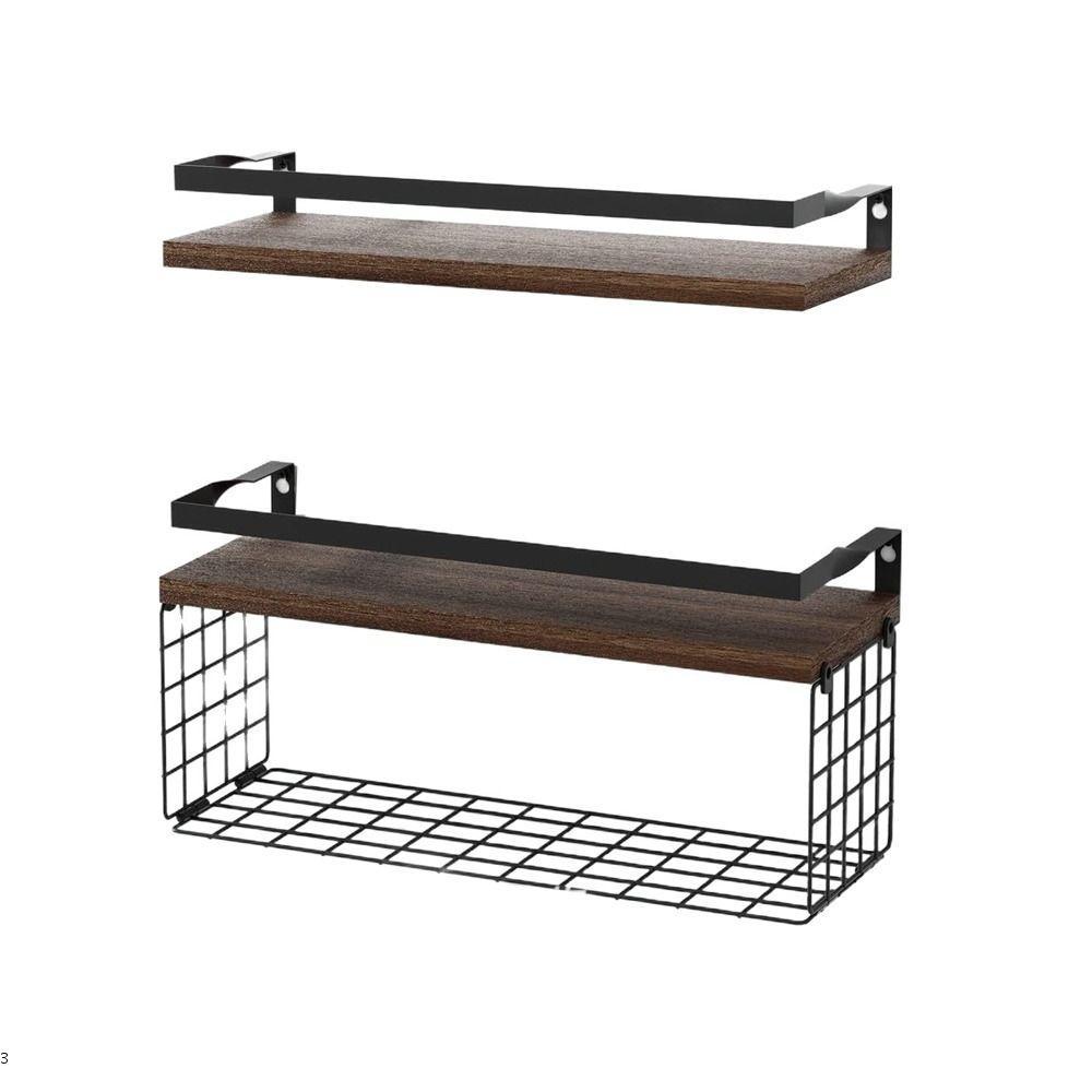 MASMETO Floating Hanging Rack, Wooden+Metal Strong Load-bearing ...