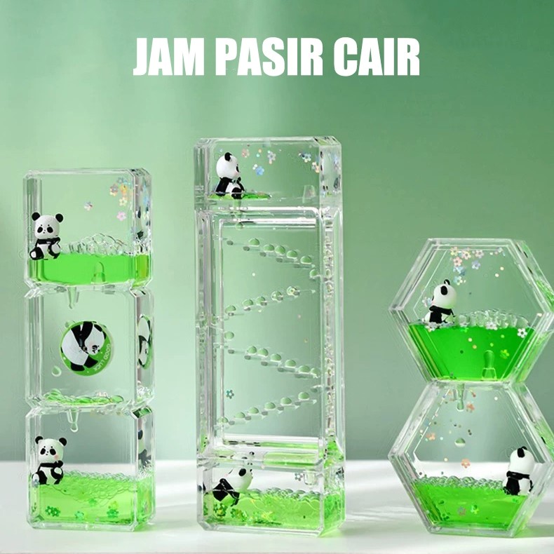 Panda Liquid Sand Clock Decorative Table Display Cute Oil Hourglass ...