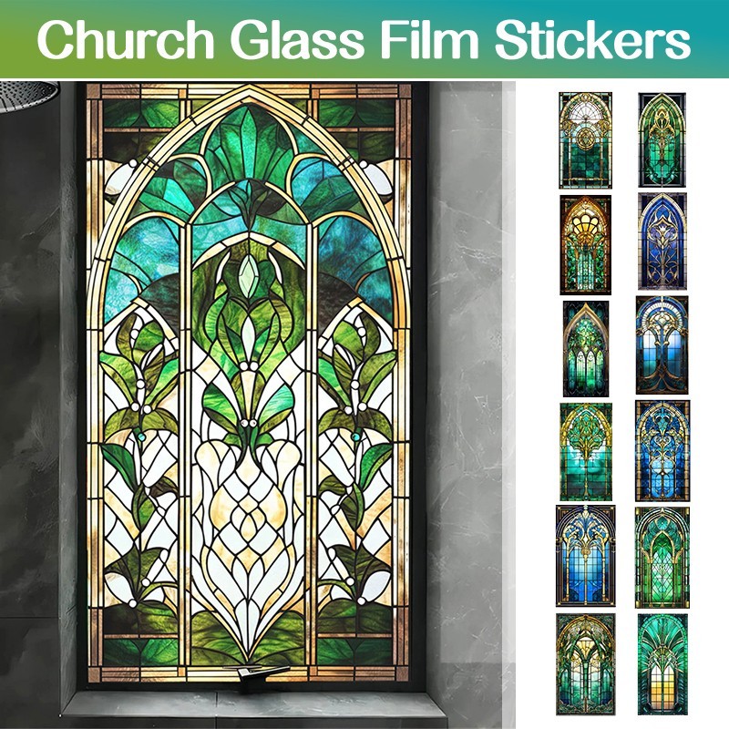 Retro Art Glass Church Film Backing Adhesive Stained Art Privacy Window ...