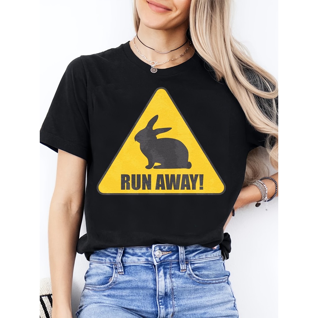 Ladies' Round Neck Fashionable Casual T-shirt | Short Sleeved, Slight ...