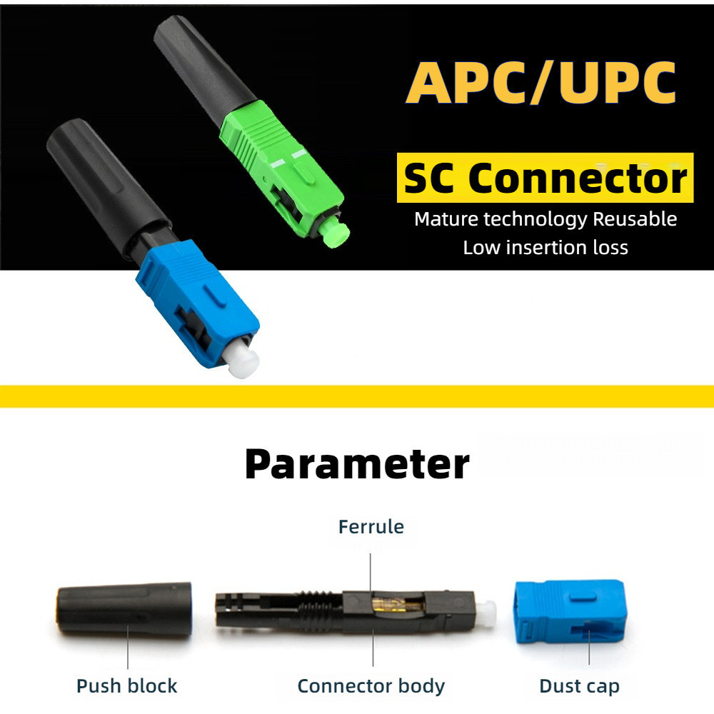100PCS Fiber Optic Fast Connector FTTH Drop Cable Single-Mode SC ...