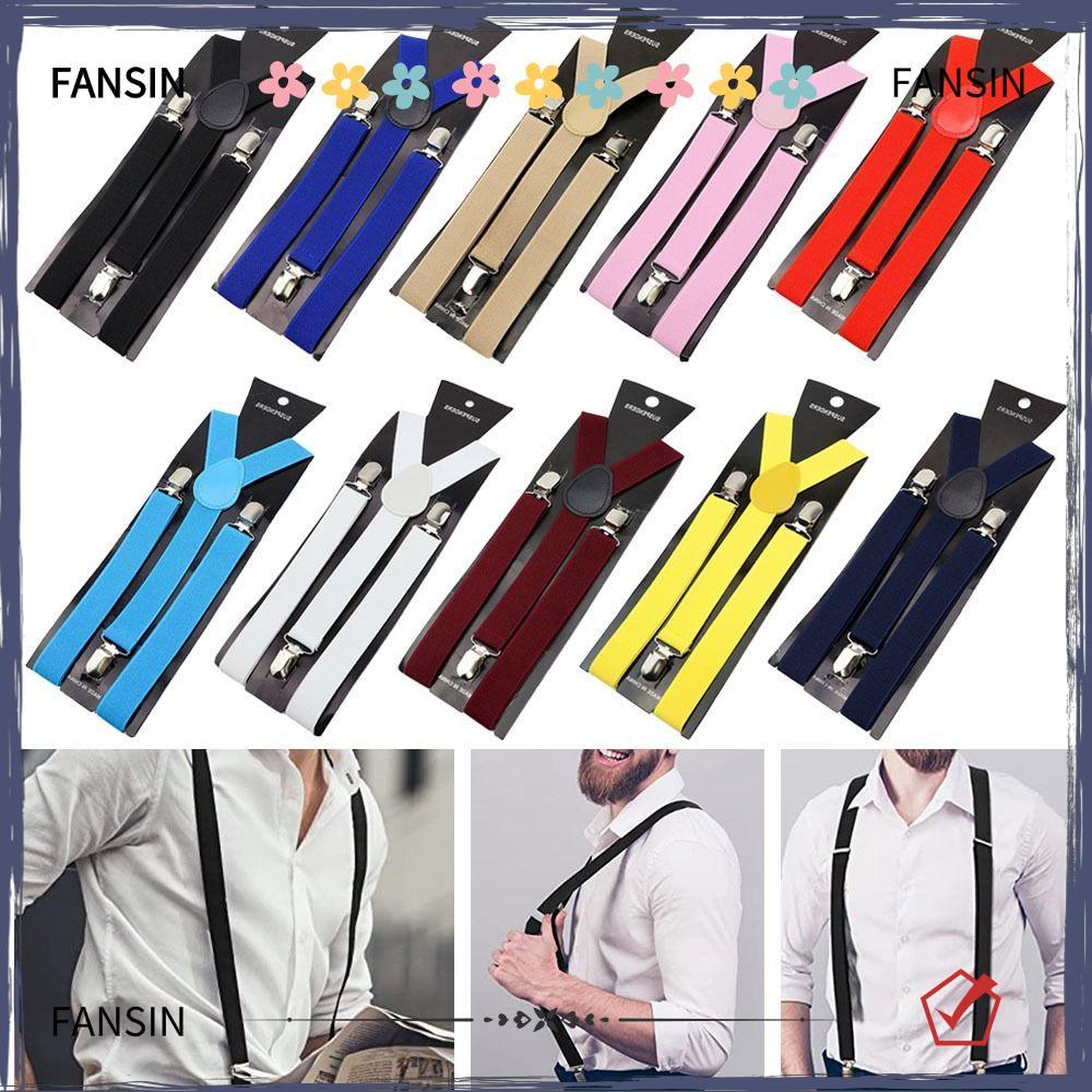 FANSIN Unisex Suspenders Y Back Style Leather Men Women Elastic ...