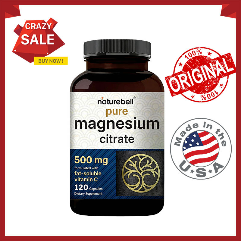 NatureBell Pure Magnesium Citrate 500mg, 120 Capsules – High-Purity ...